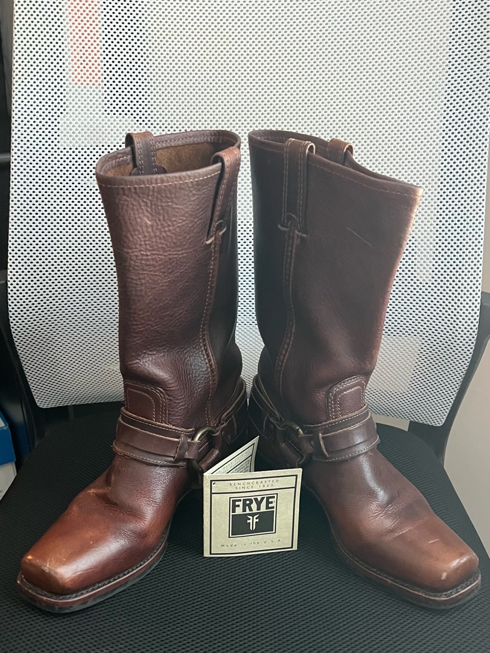 FRYE Women 8B Brown Leather Harness Boots.